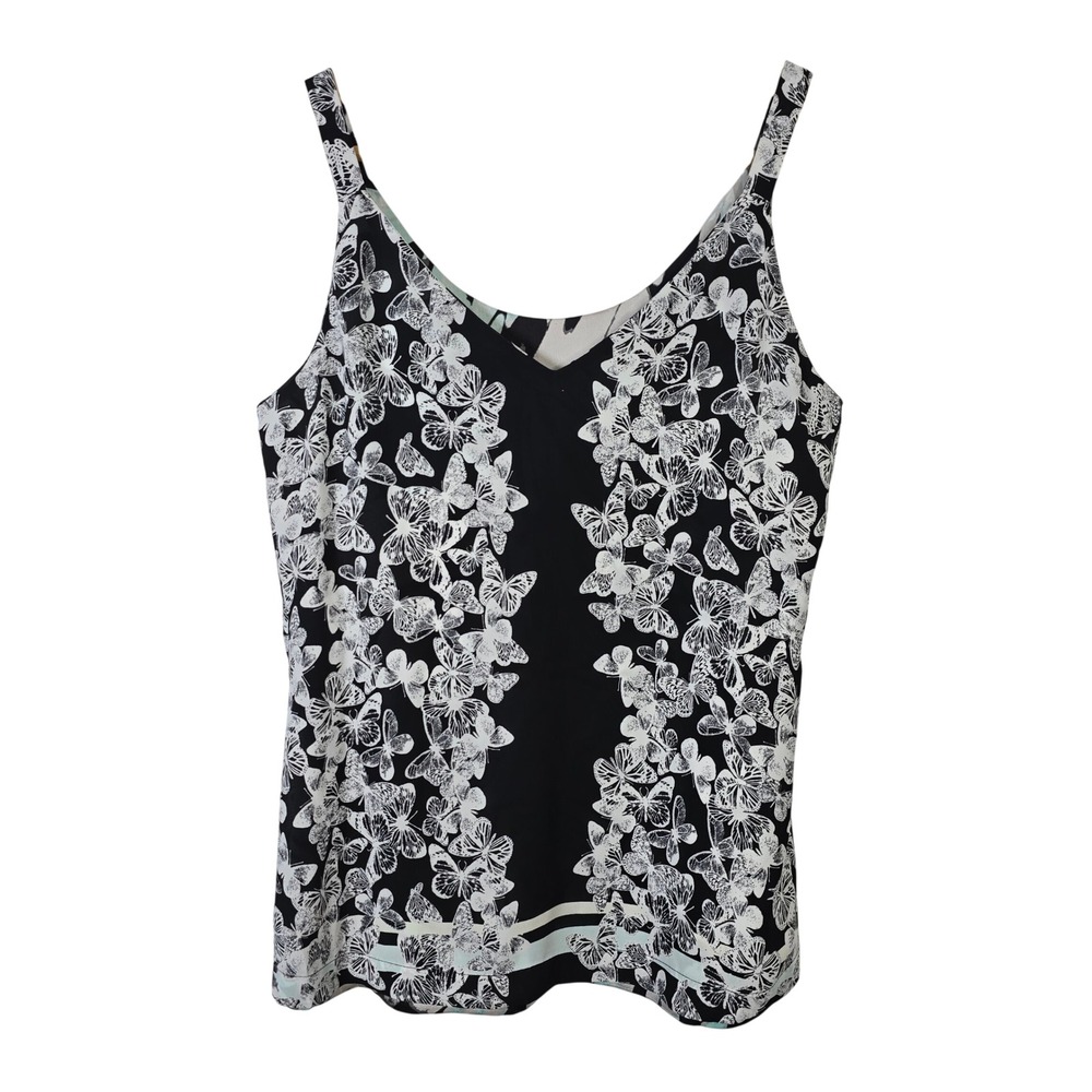 White House Black Market WHBM Reversible Butterfly Print Cami Tank Top Black XS